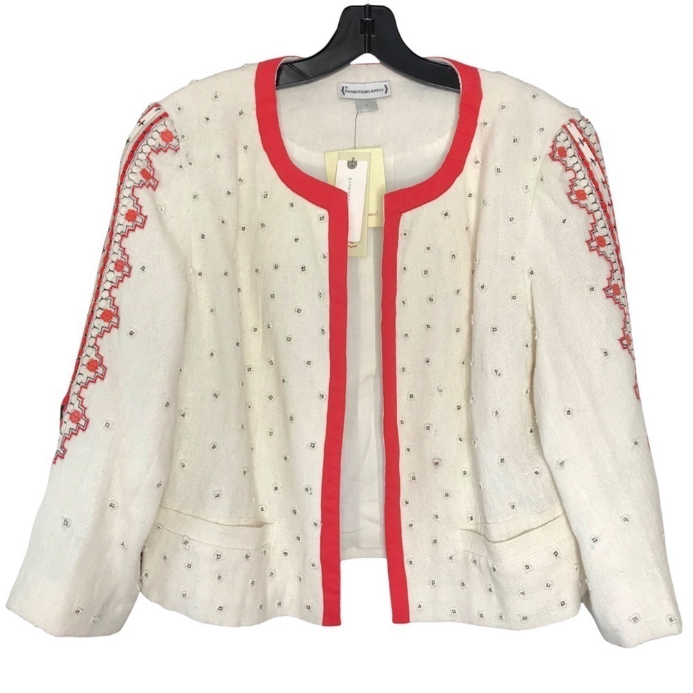 Anthropologie Conditions Apply Stitch Detail 100% Cotton Jacket Size Large NWT